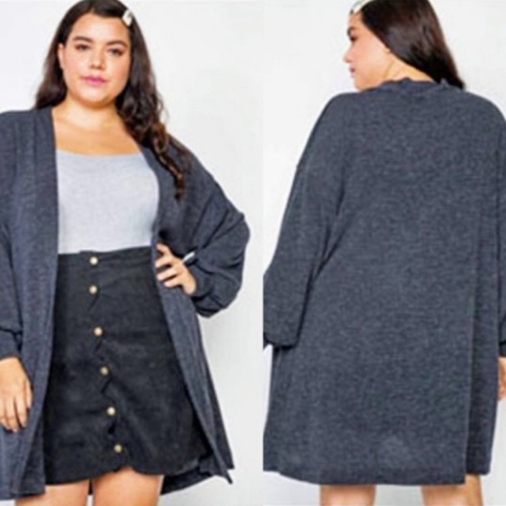 Open Front Charcoal Cardigan